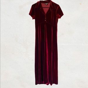 Crushed Velvet  Burgundy Vintage Dress